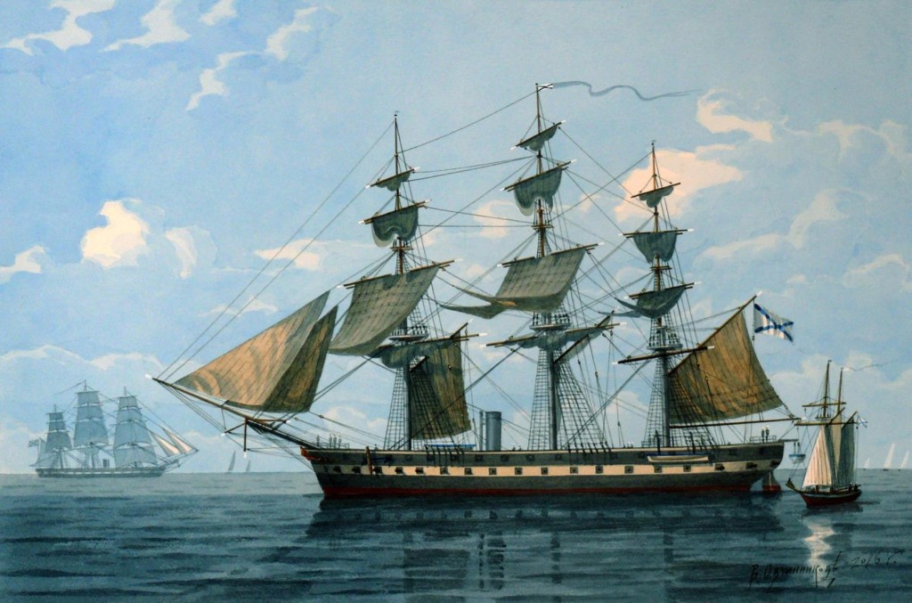 Древнее русское судно 3. Фрегат Ослябя 1863. Парусно-винтовой Фрегат Ослябя.