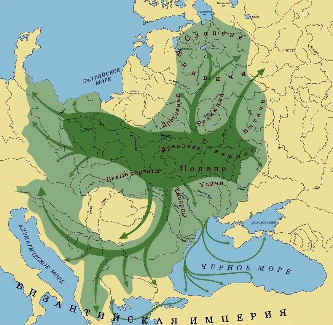 Карта проживания славянских племен